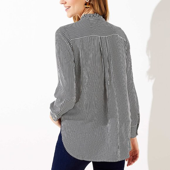 NWT LOFT STRIPED PINTUCKED TUNIC BLOUSE - Picture 3 of 3